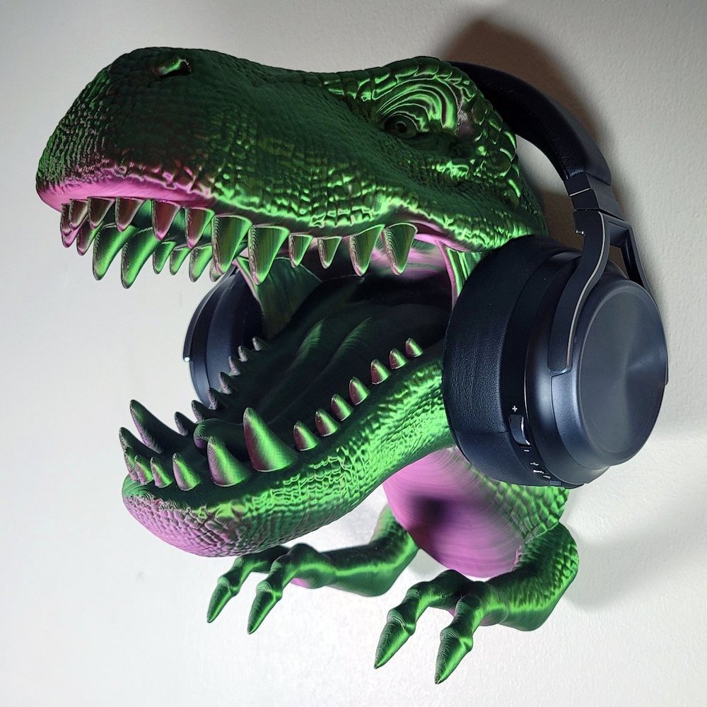 T-Rex Wall Art | Dinosaur Decor | Headphones Holder | Unique Gift | 3D Printed
